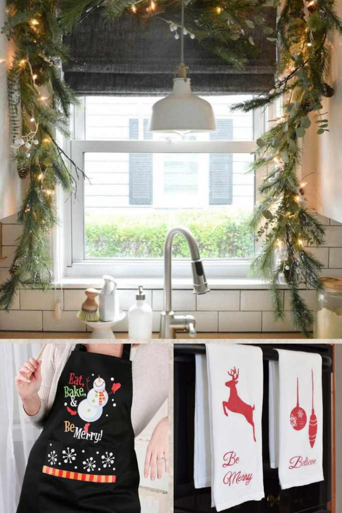 decoración navideña con toallas de cocina